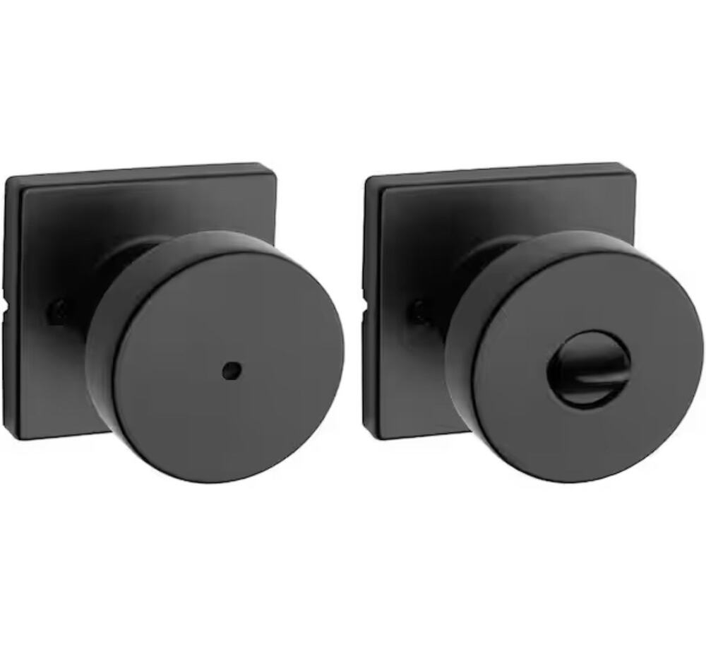 Kwikset Pismo Interior Privacy Door Knob W/Lock, Door Handle For Bedroom & Bath